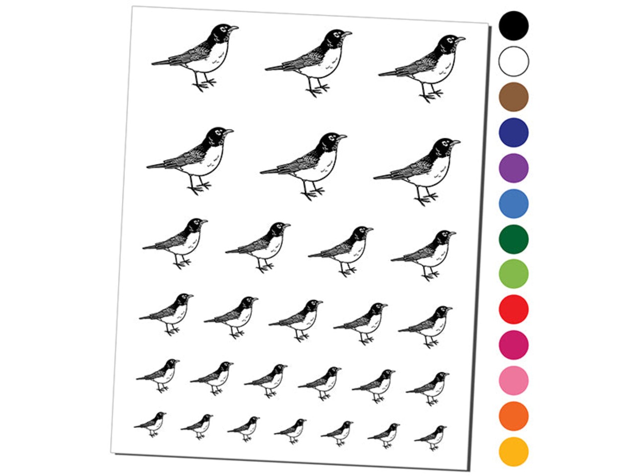 Delightful American Robin Bird Temporary Tattoo Water Resistant Fake Body Art Set Collection